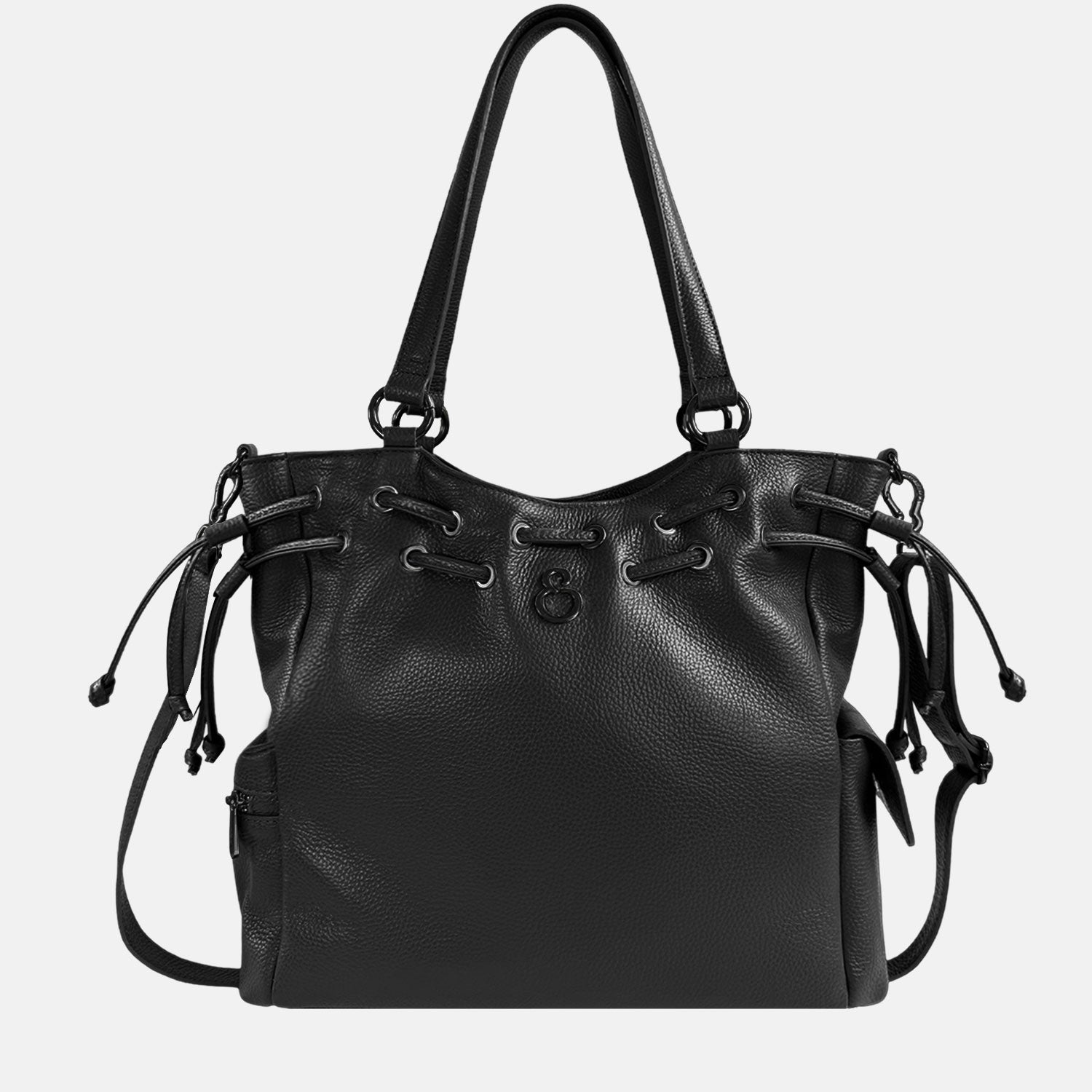Borsa a spalla Pandora Nera Pelle Martellata Dark