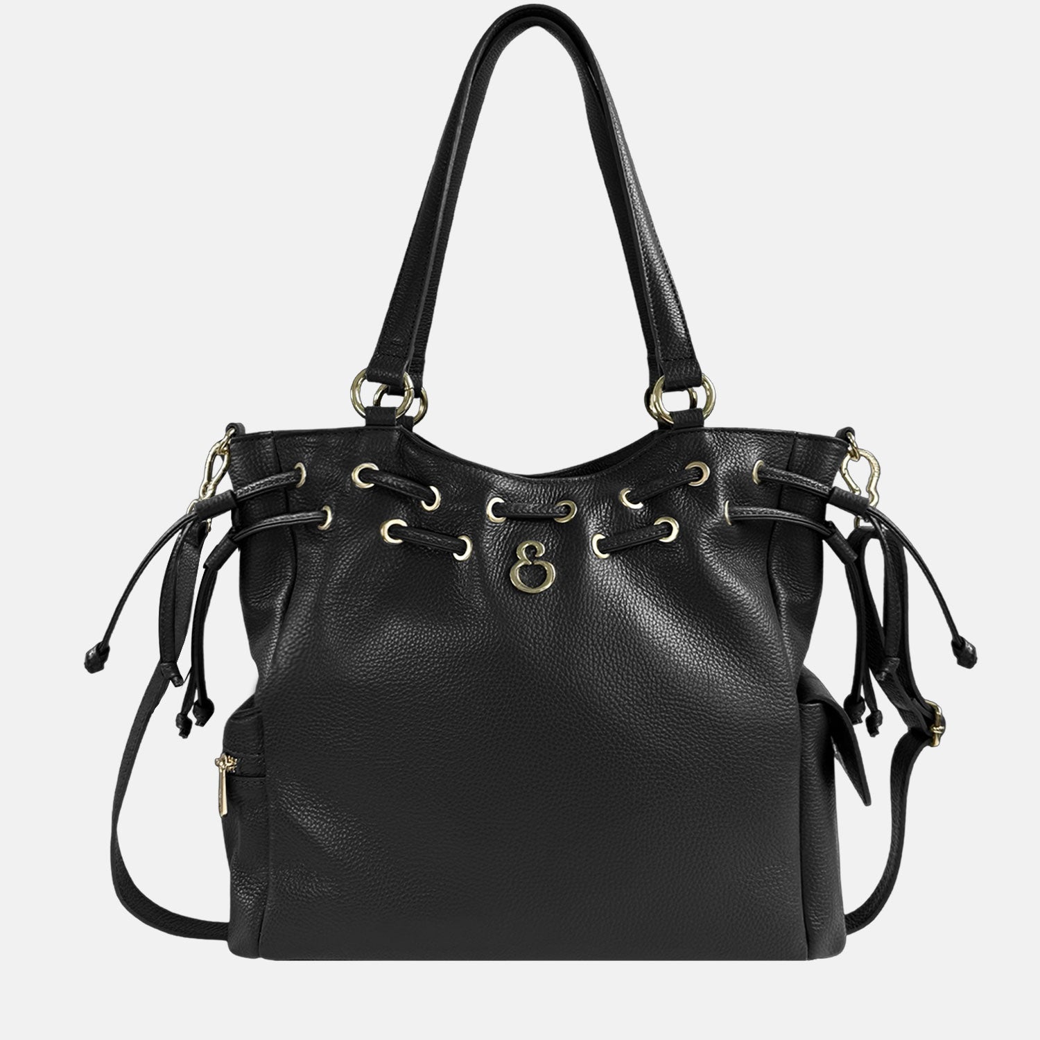 Borsa a spalla Pandora Nera Pelle Martellata Oro