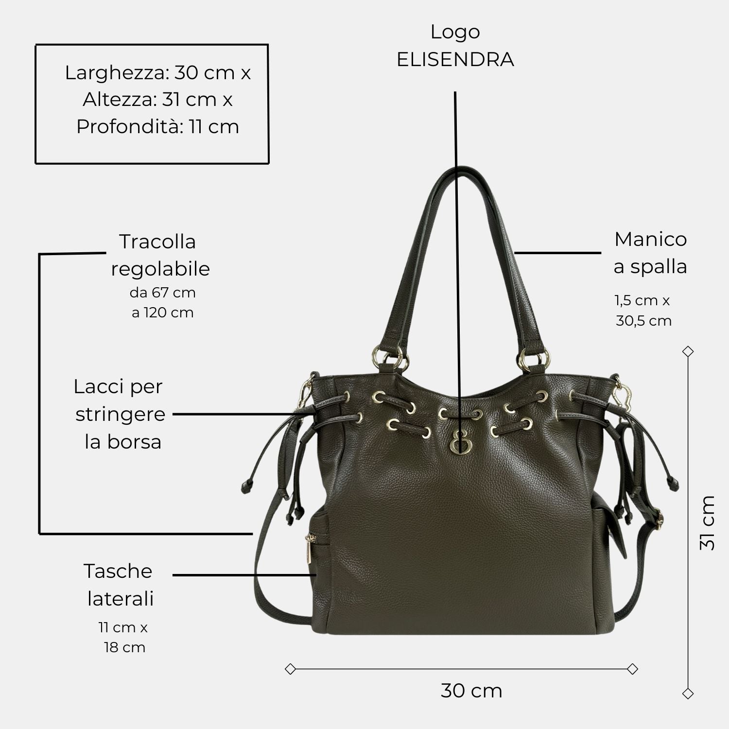 Borsa a spalla Pandora Bosco Pelle Martellata Oro