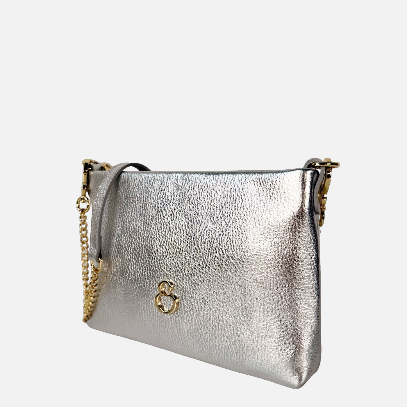 Pochette Essenza Argento Pelle Martellata Oro