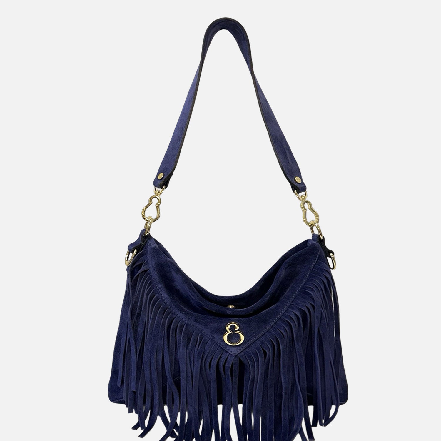 Borsa a spalla Ameliè Blu Profondo Camoscio Oro