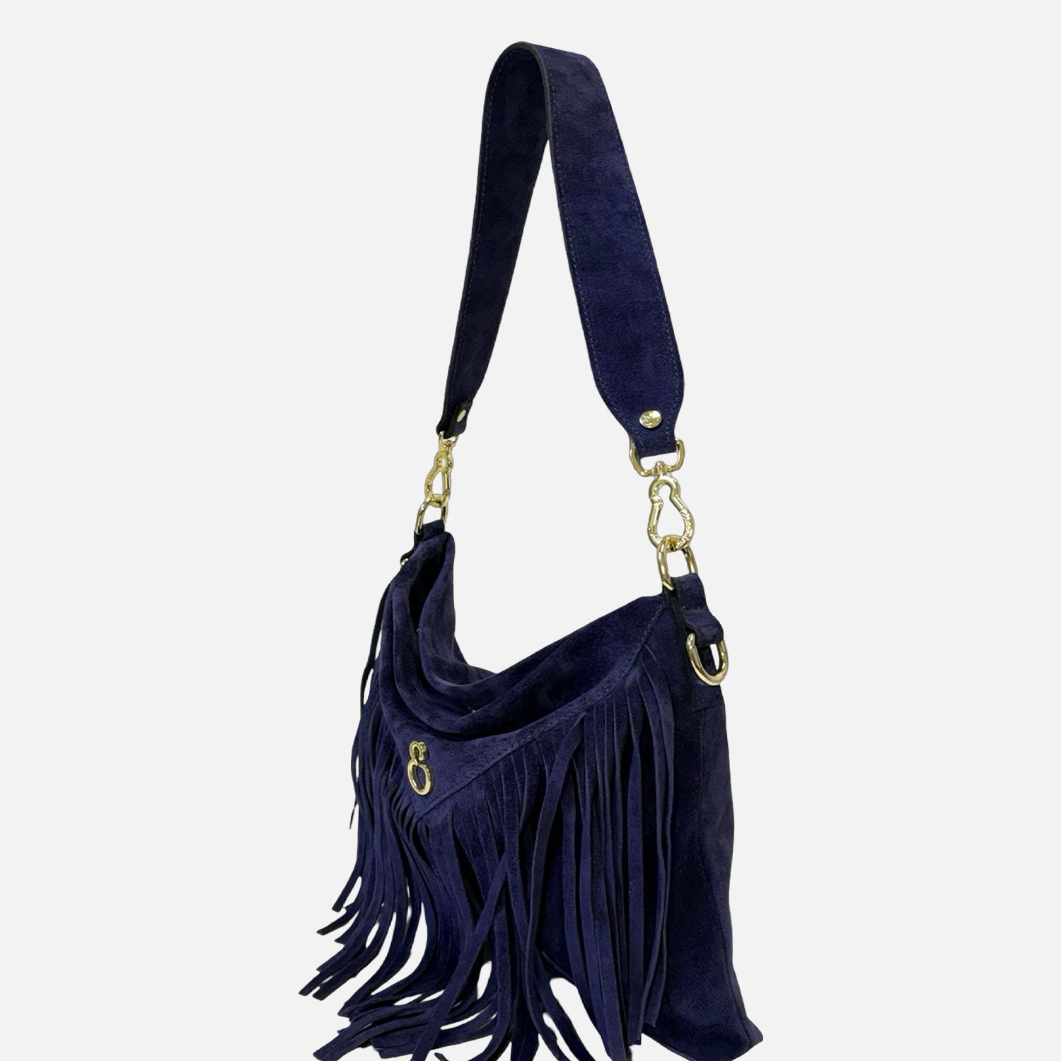 Borsa a spalla Ameliè Blu Profondo Camoscio Oro