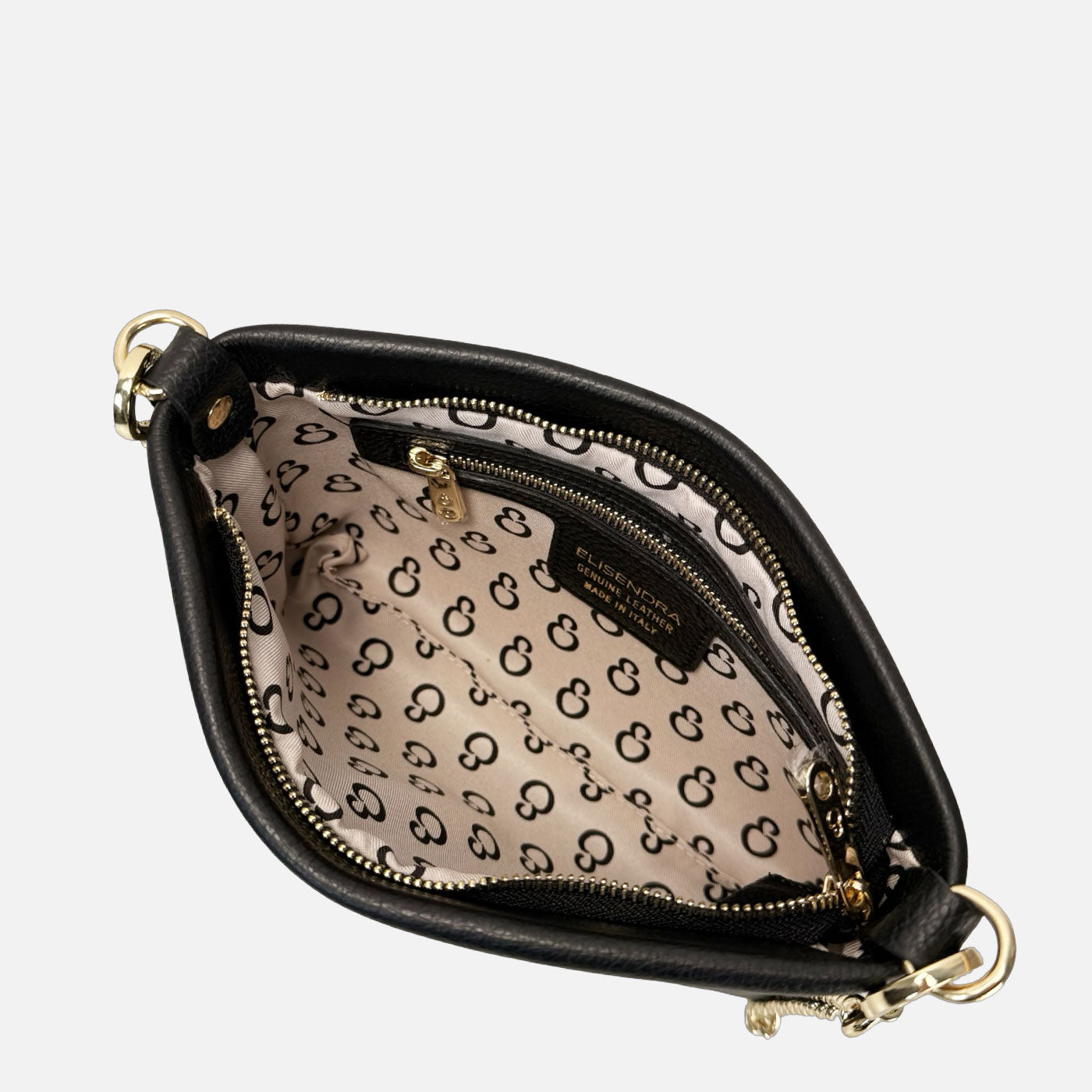 Pochette Essenza Nera Pelle Martellata Oro