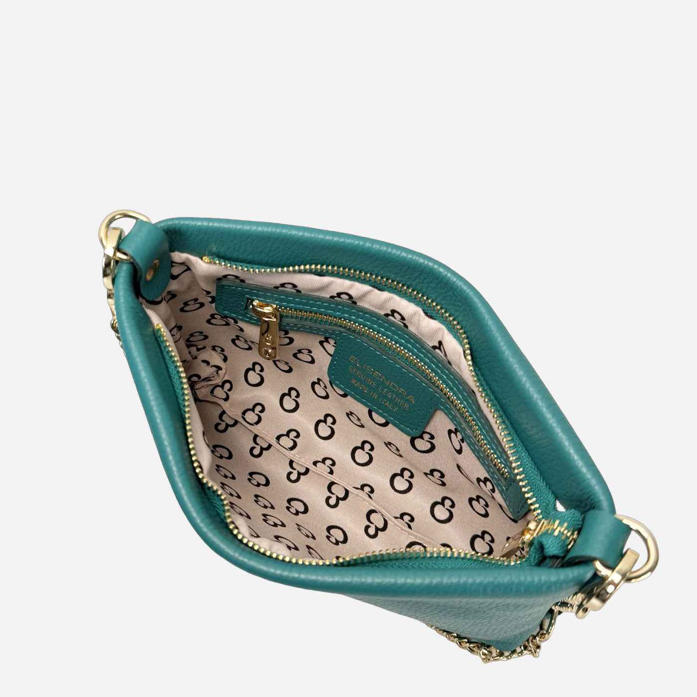 Pochette Essenza Pavone Pelle Martellata Oro