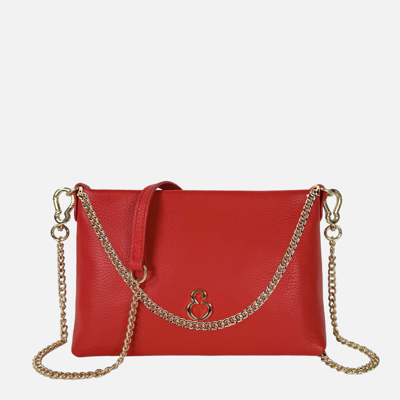 Pochette Essenza Rosso Passion Pelle Martellata Oro