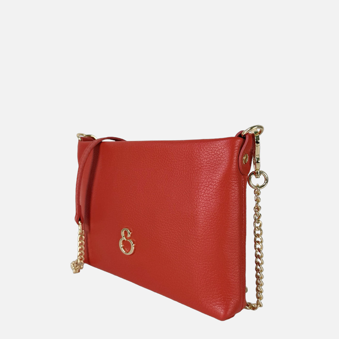 Pochette Essenza Rosso Passion Pelle Martellata Oro
