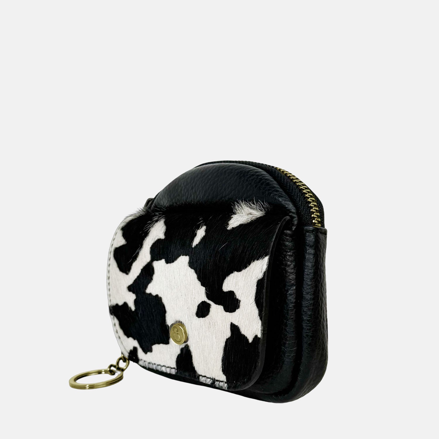Porta chiavi Pocket Nero Cavallino Cow Oro