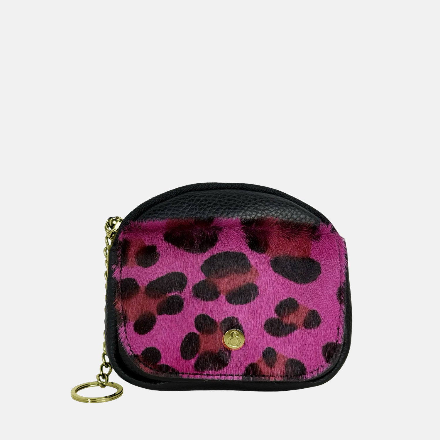 Porta chiavi Pocket Nero Cavallino Fucsia Oro