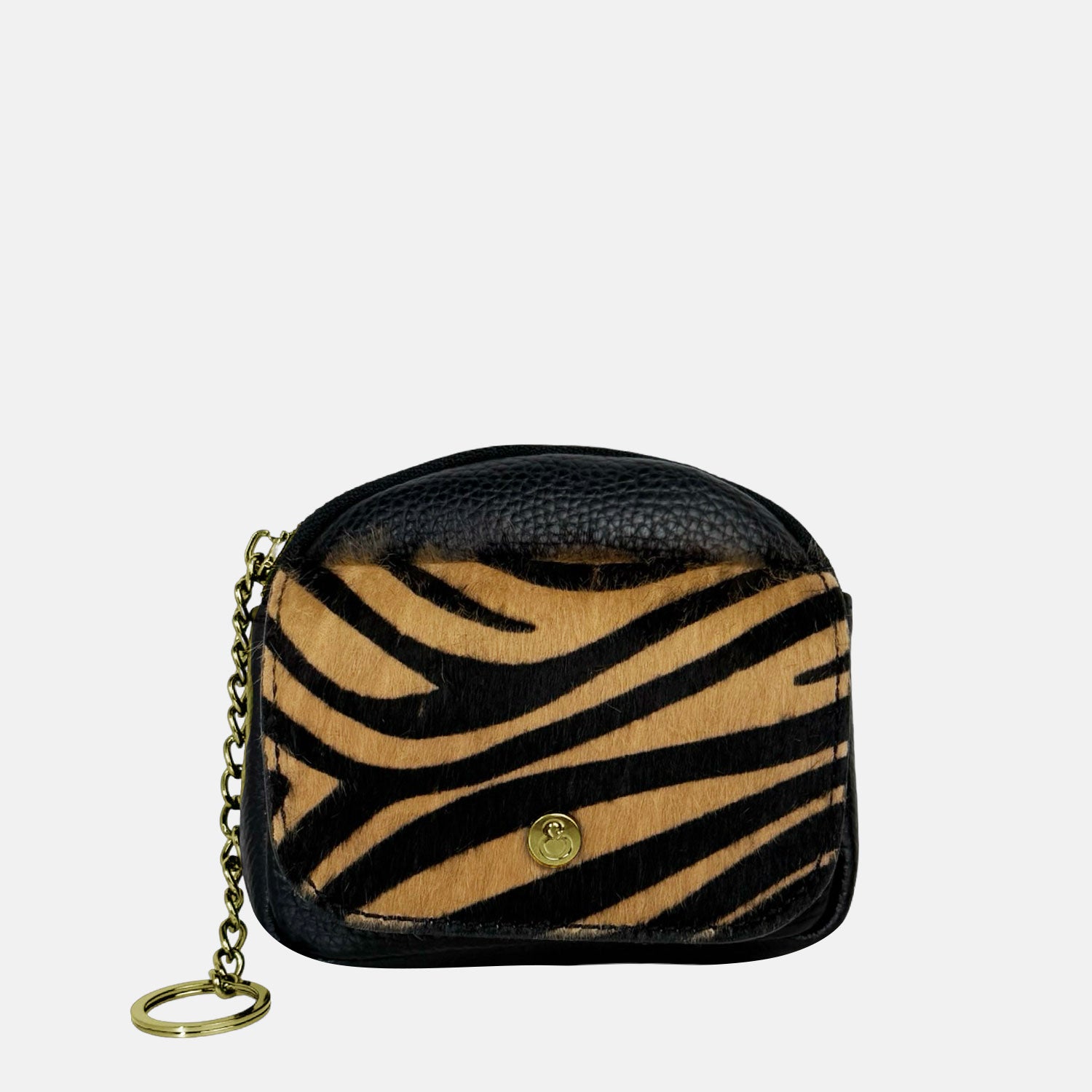 Porta chiavi Pocket Nero Cavallino Tigrato Oro