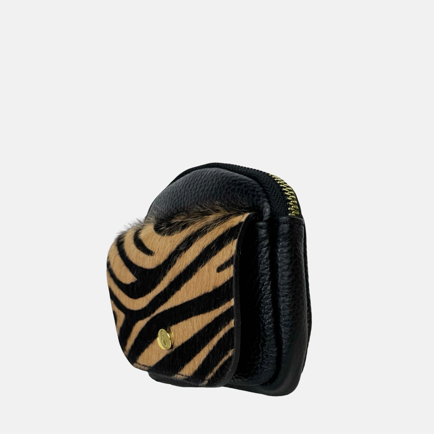 Porta chiavi Pocket Nero Cavallino Tigrato Oro