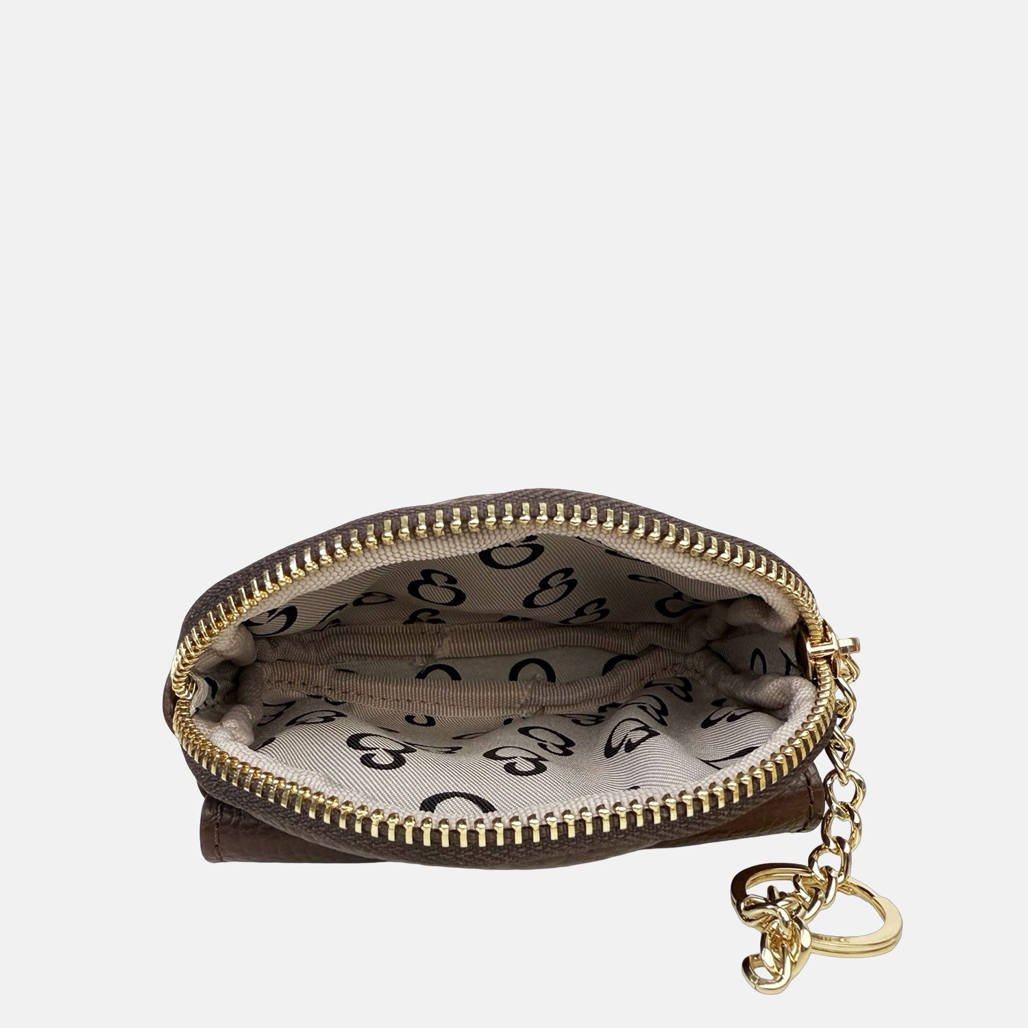 Porta chiavi Pocket Cioccolato Pelle Martellata Oro