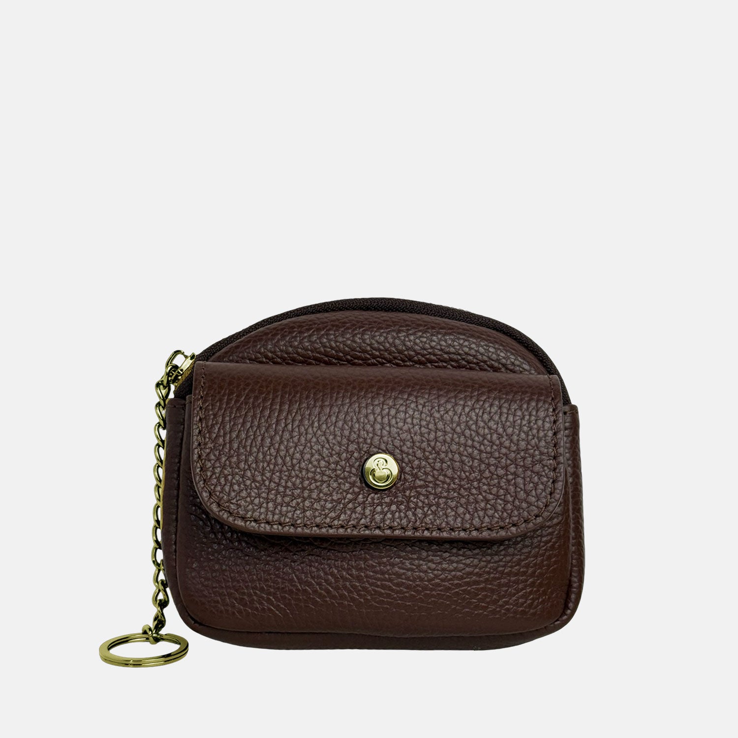 Porta chiavi Pocket Cioccolato Pelle Martellata Oro