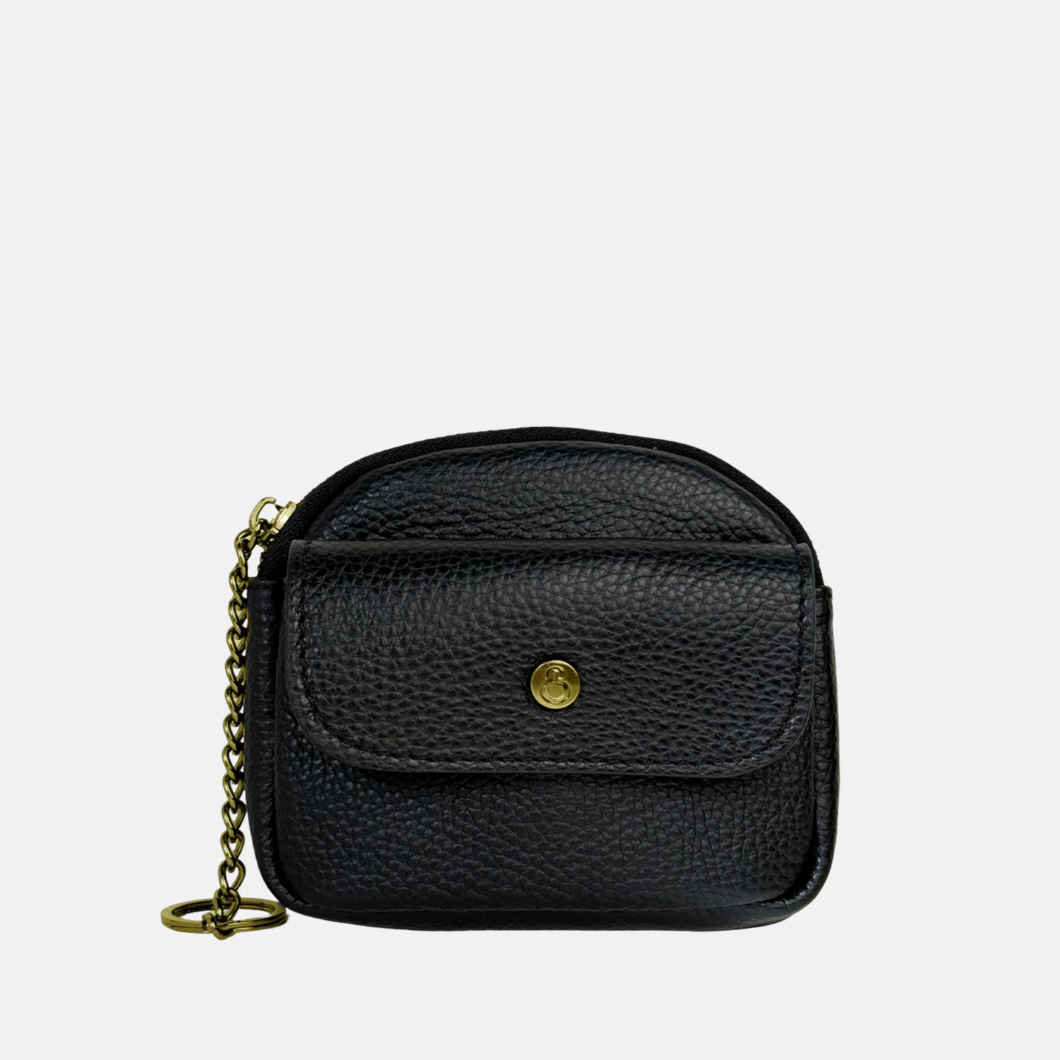 Porta chiavi Pocket Nero Pelle Martellata Oro