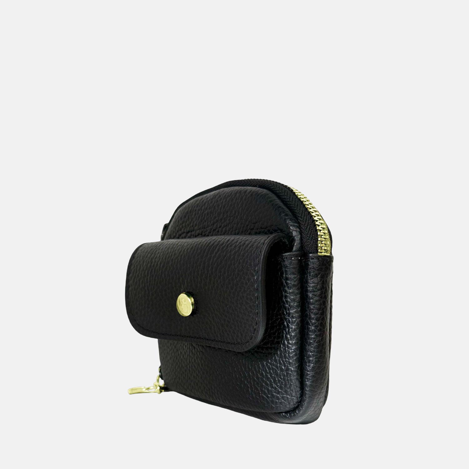 Porta chiavi Pocket Nero Pelle Martellata Oro