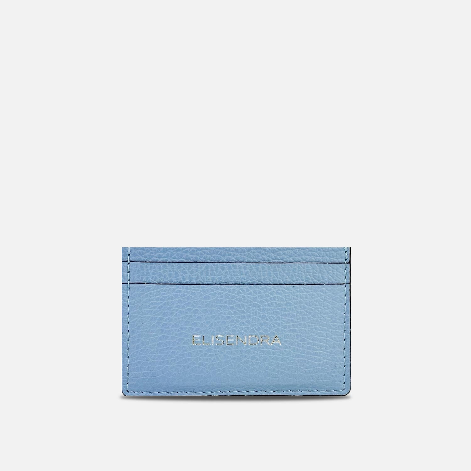 Blue Card Holder Gold Hammered Leather