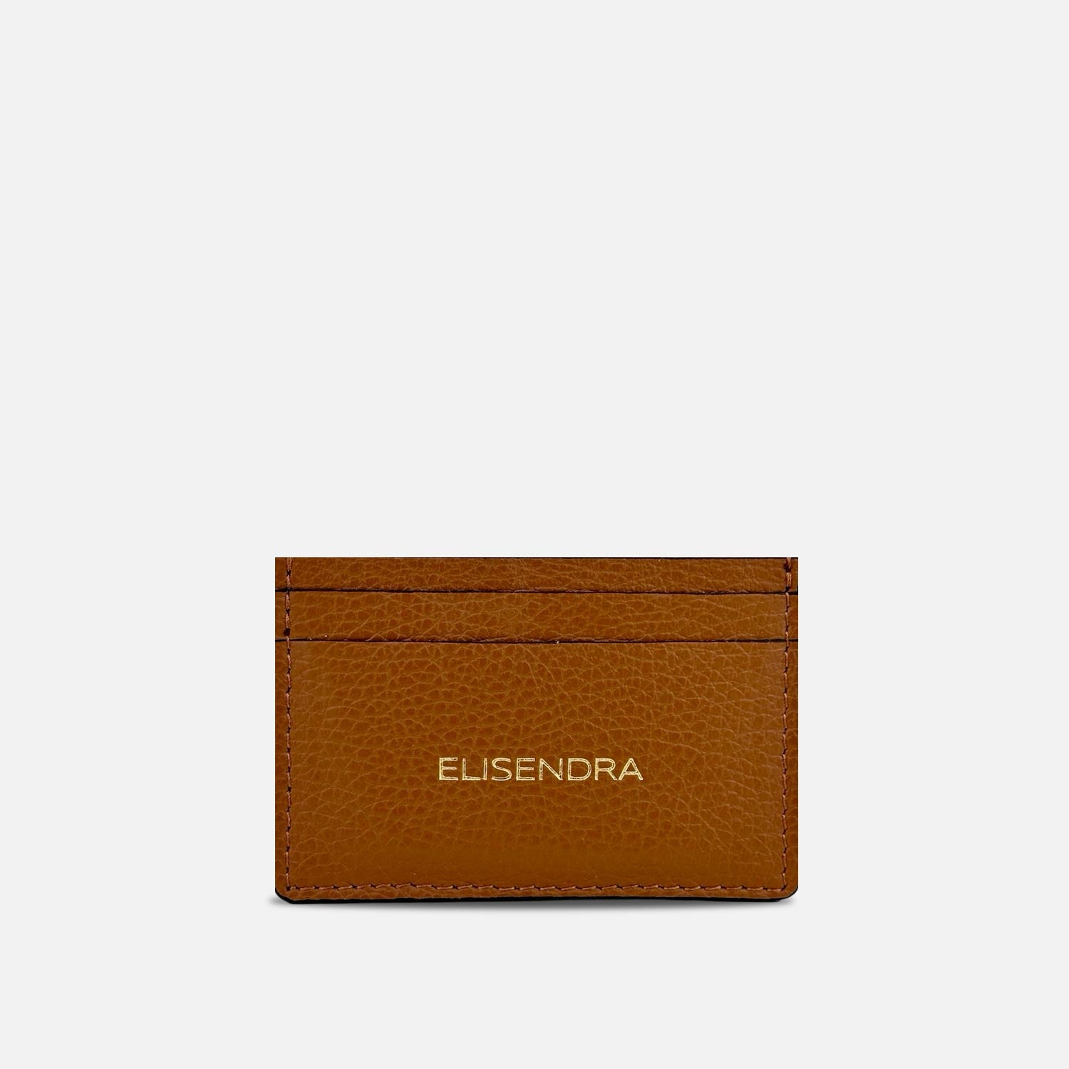 Caramel Card Holder Hammered Leather Gold