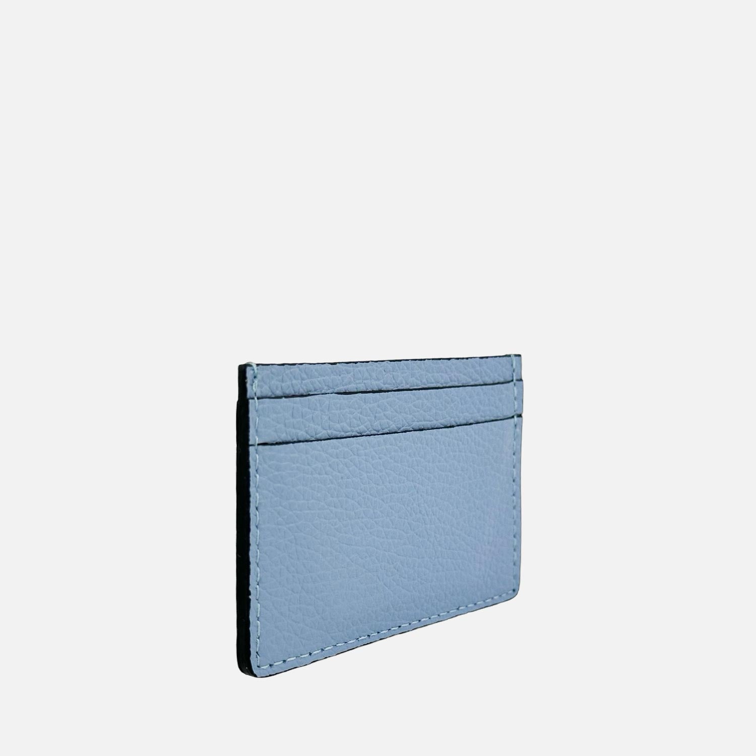 Blue Card Holder Gold Hammered Leather