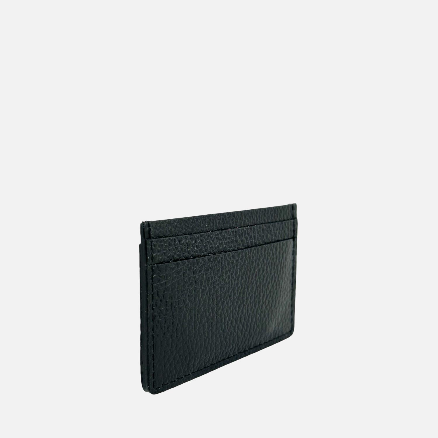 Black Card Holder Hammered Leather Gold