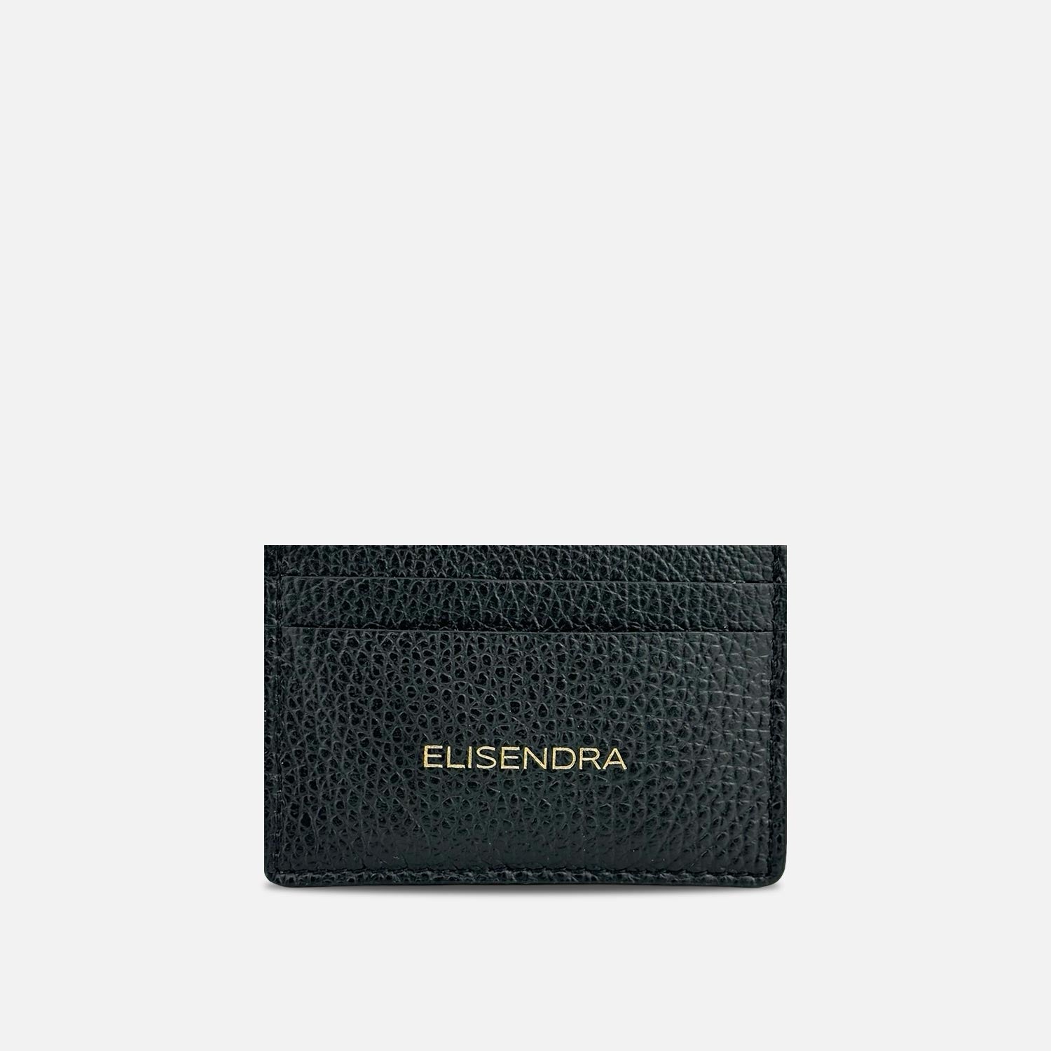 Black Card Holder Hammered Leather Gold
