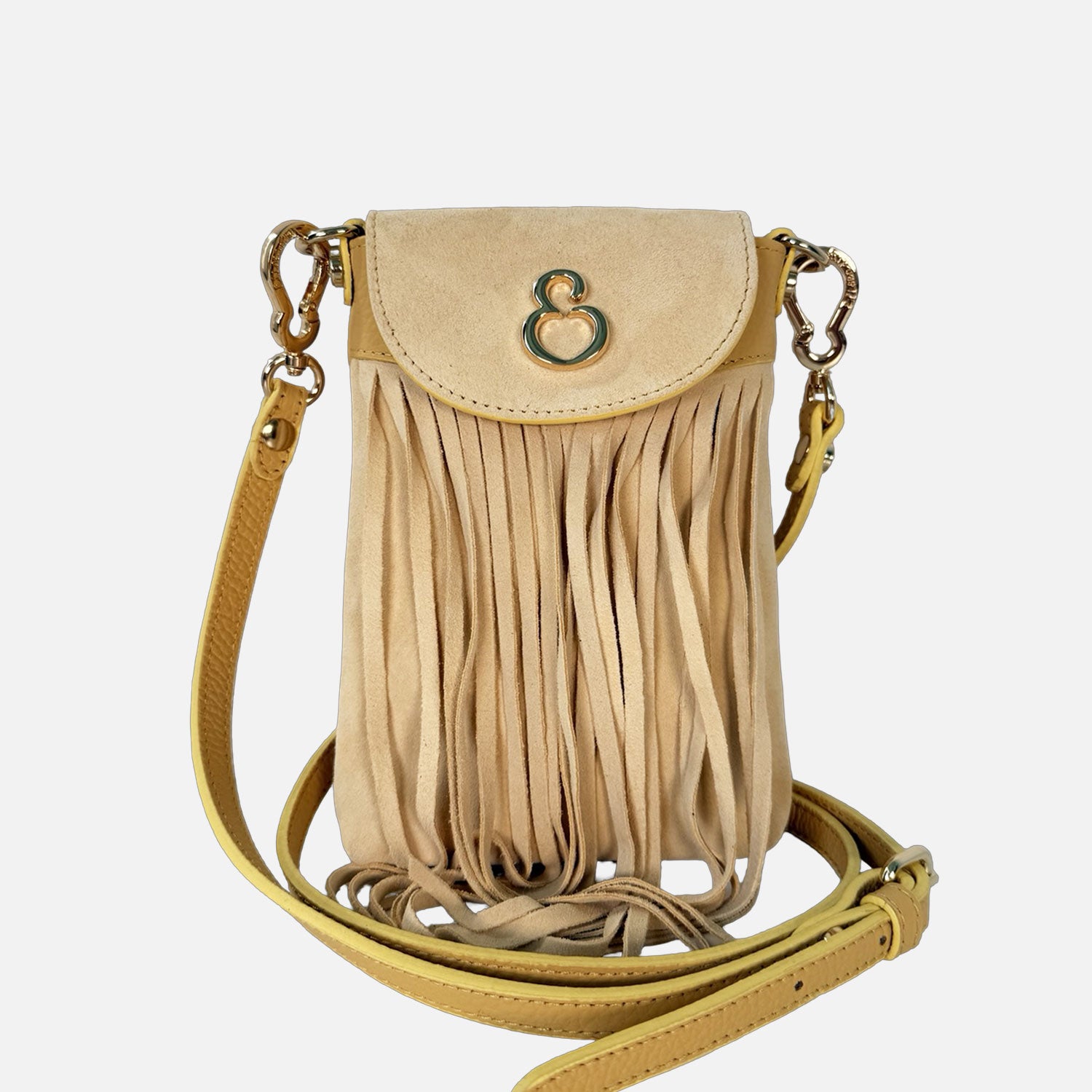 Porta Cellulare Pelle Martellata e Camoscio Deserto Oro