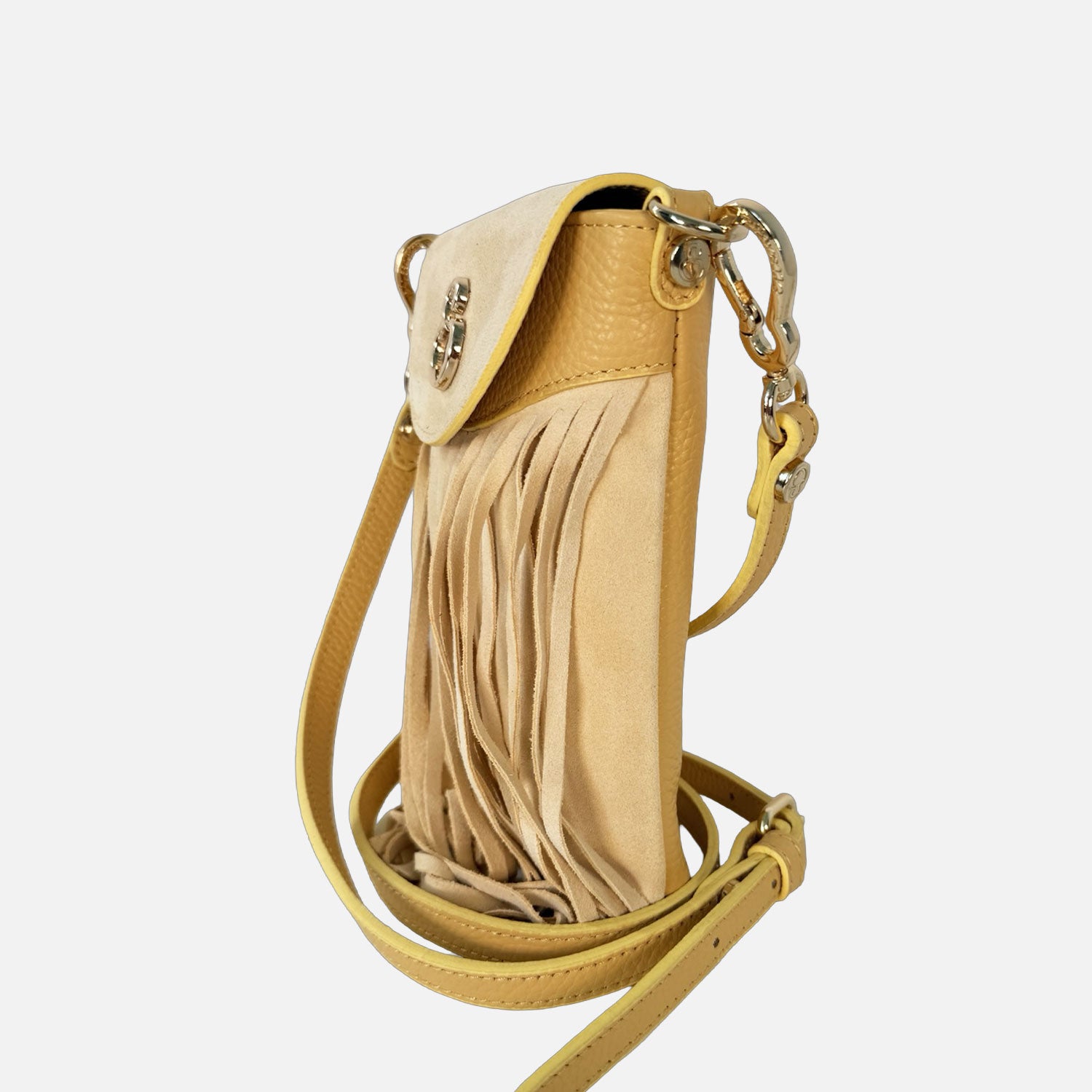 Porta Cellulare Pelle Martellata e Camoscio Deserto Oro