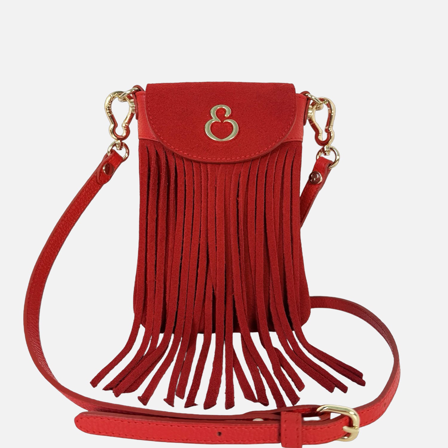 Porta Cellulare Pelle Martellata e Camoscio Rosso Oro