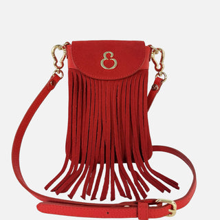 Porta Cellulare Pelle Martellata e Camoscio Rosso Oro