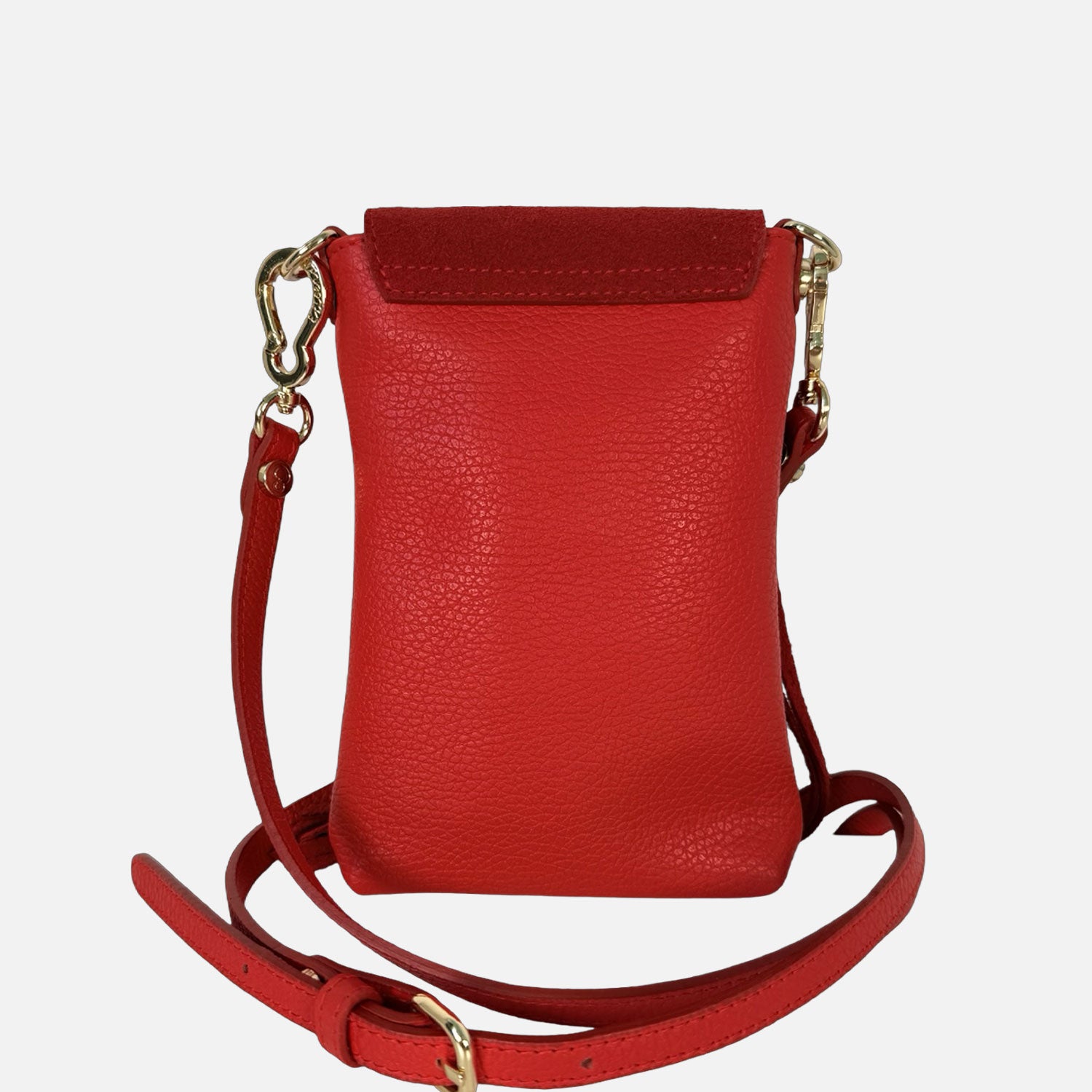 Porta Cellulare Pelle Martellata e Camoscio Rosso Oro