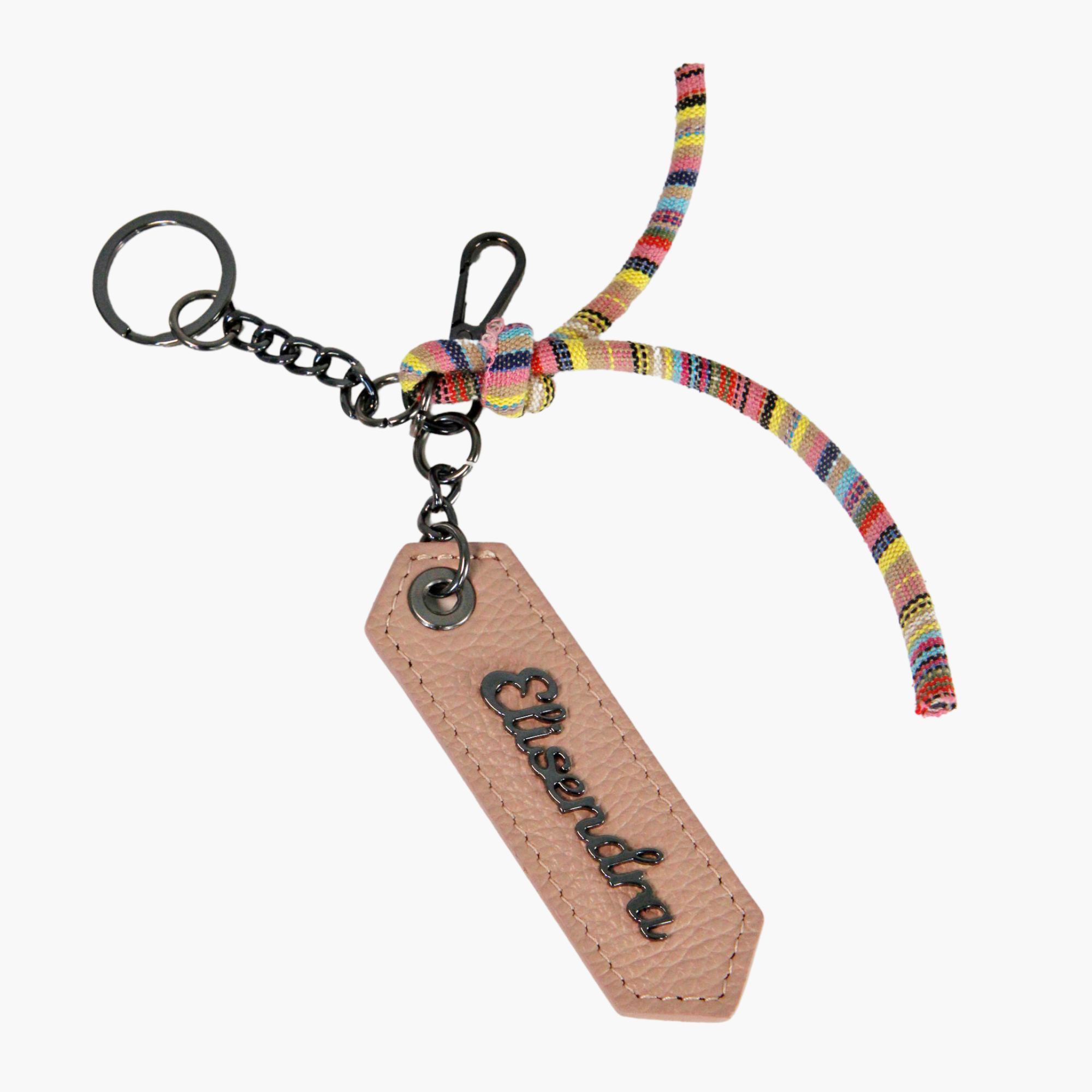 Porta chiavi Charm con corda Cipria Pelle Martellata Dark