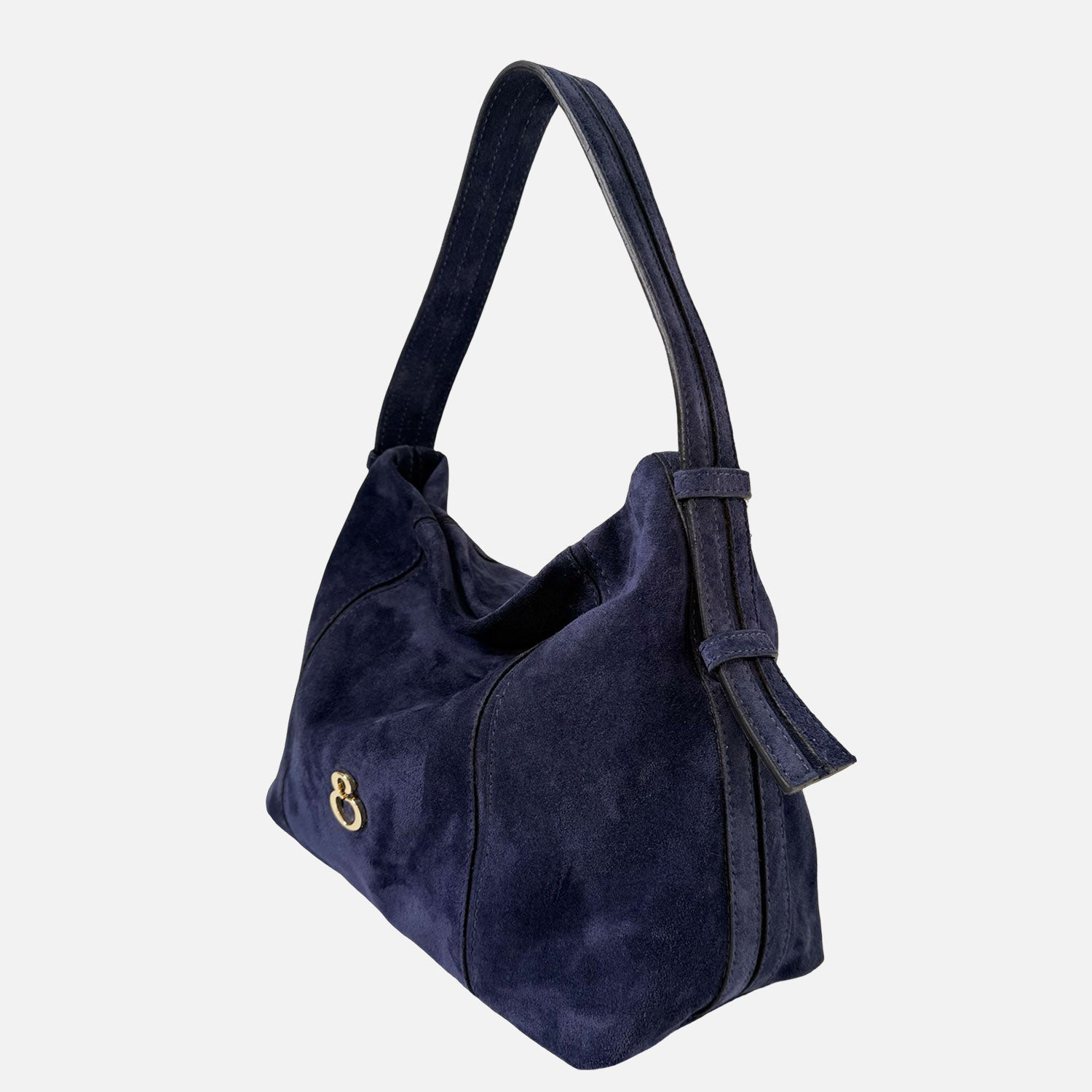 Borsa a spalla Olympia Midi Blu Profondo Camoscio Oro