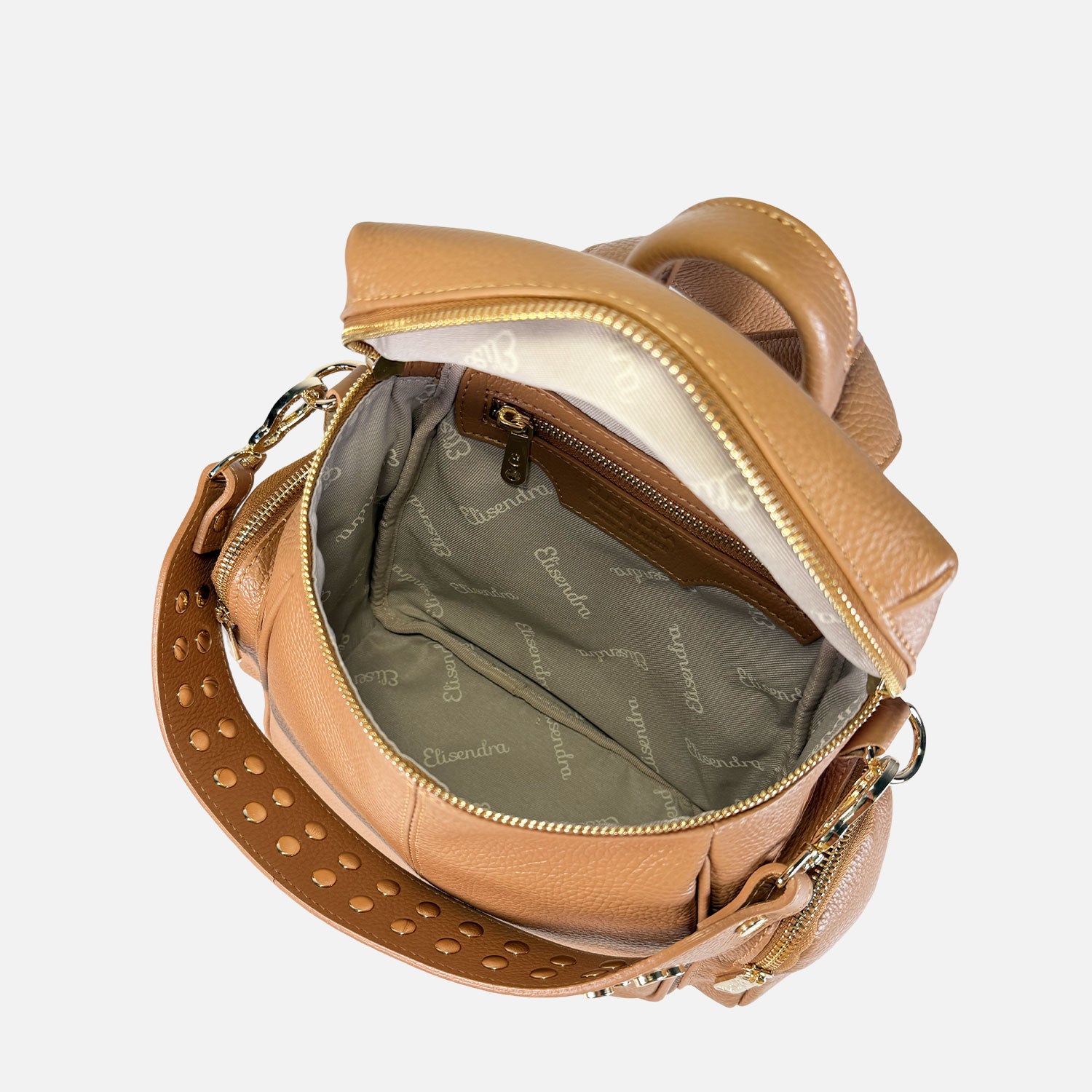 Zaino Saray Midi Toffee Pelle Martellata Oro