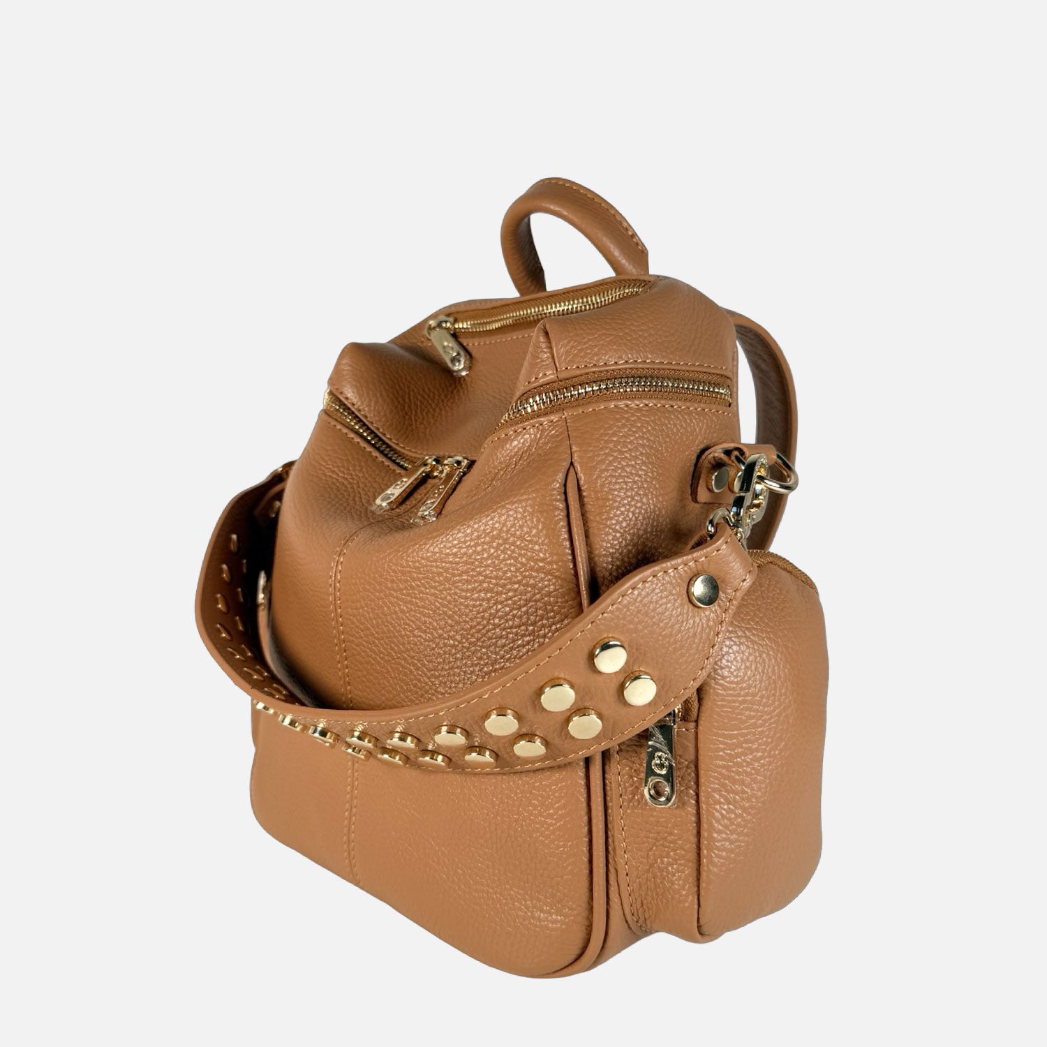 Zaino Saray Midi Toffee Pelle Martellata Oro