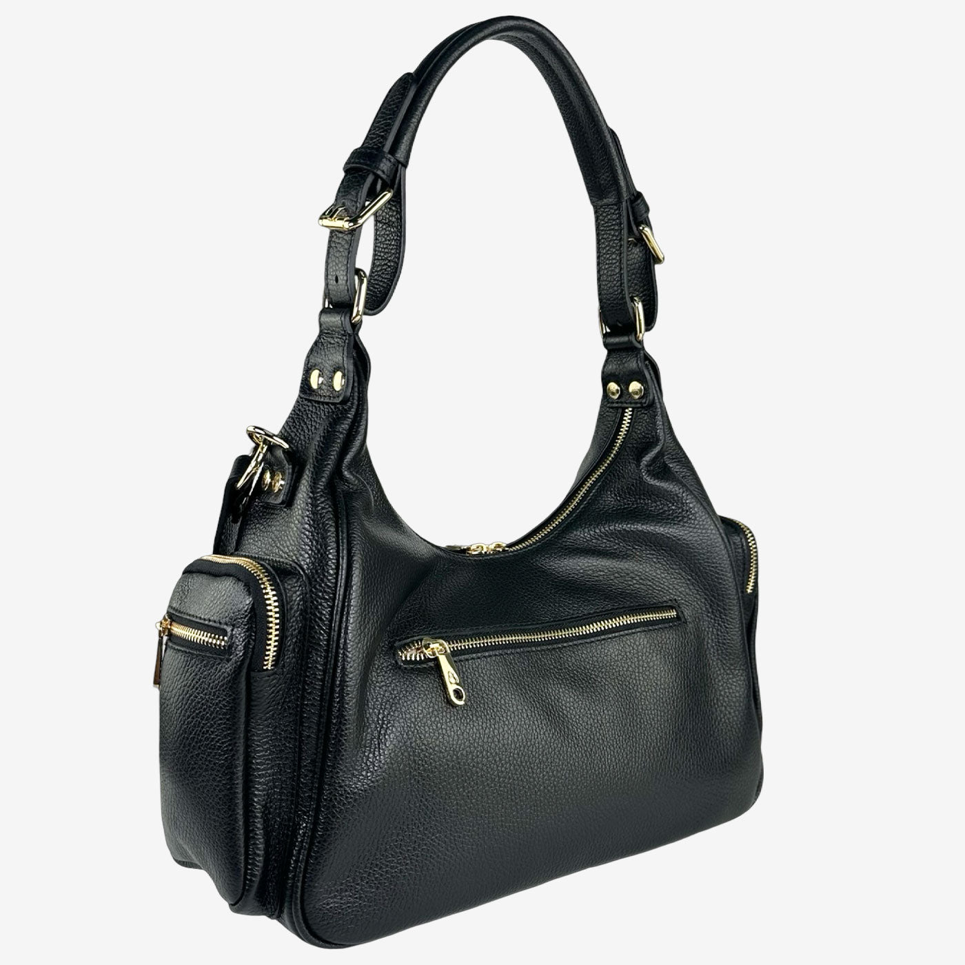 Saray Mia Shoulder Bag Black Hammered Leather Gold SHIPPING FROM 06/12