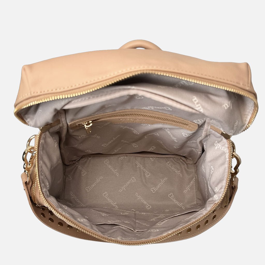 Zaino Saray Frange Savana Pelle Liscia Vitello Oro - Elisendra®
