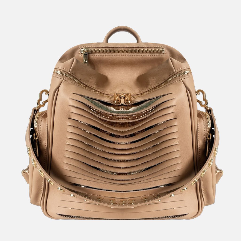 Zaino Saray Frange Savana Pelle Liscia Vitello Oro - Elisendra®