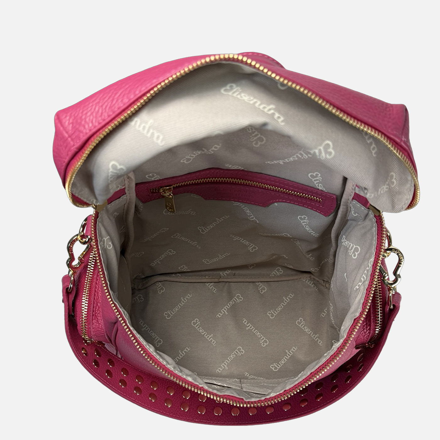 Zaino Saray Lampone Pelle Martellata Oro