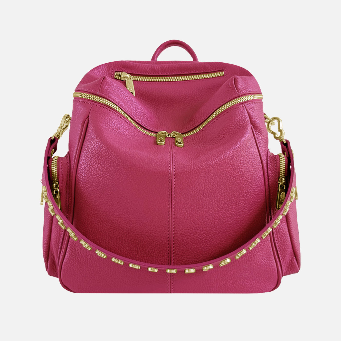 Zaino Saray Lampone Pelle Martellata Oro