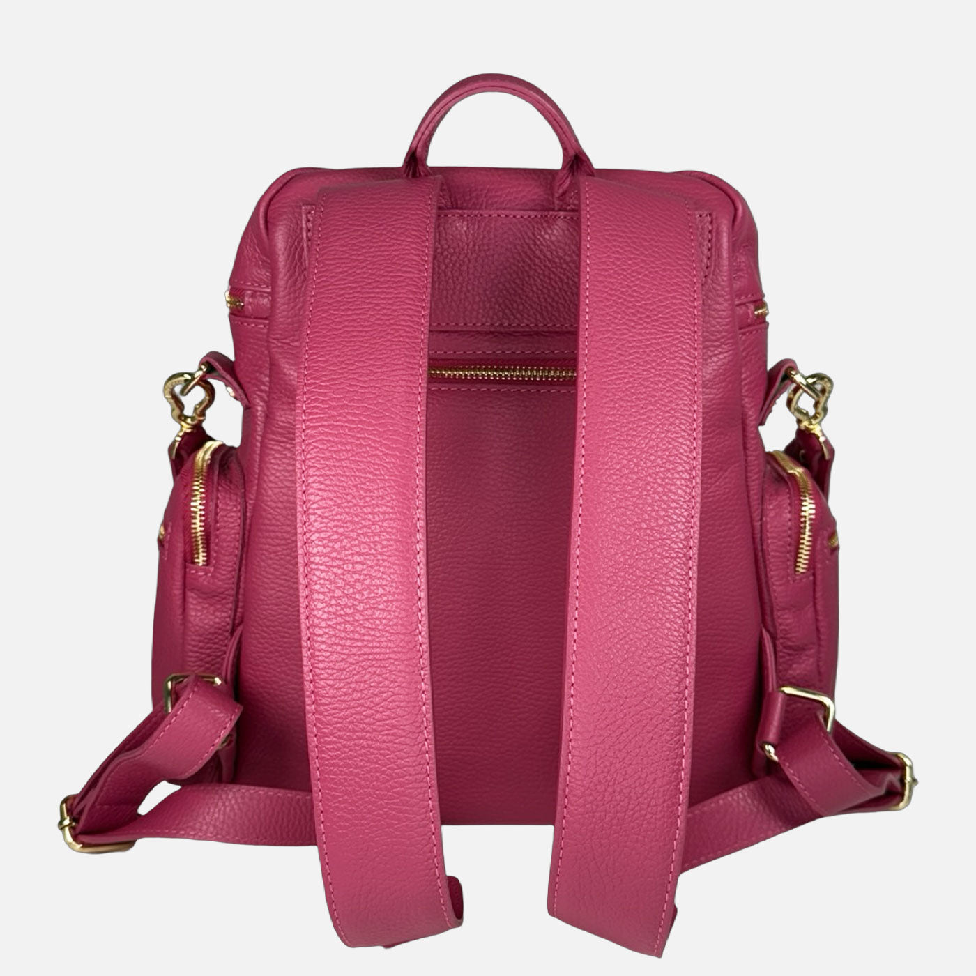 Zaino Saray Lampone Pelle Martellata Oro