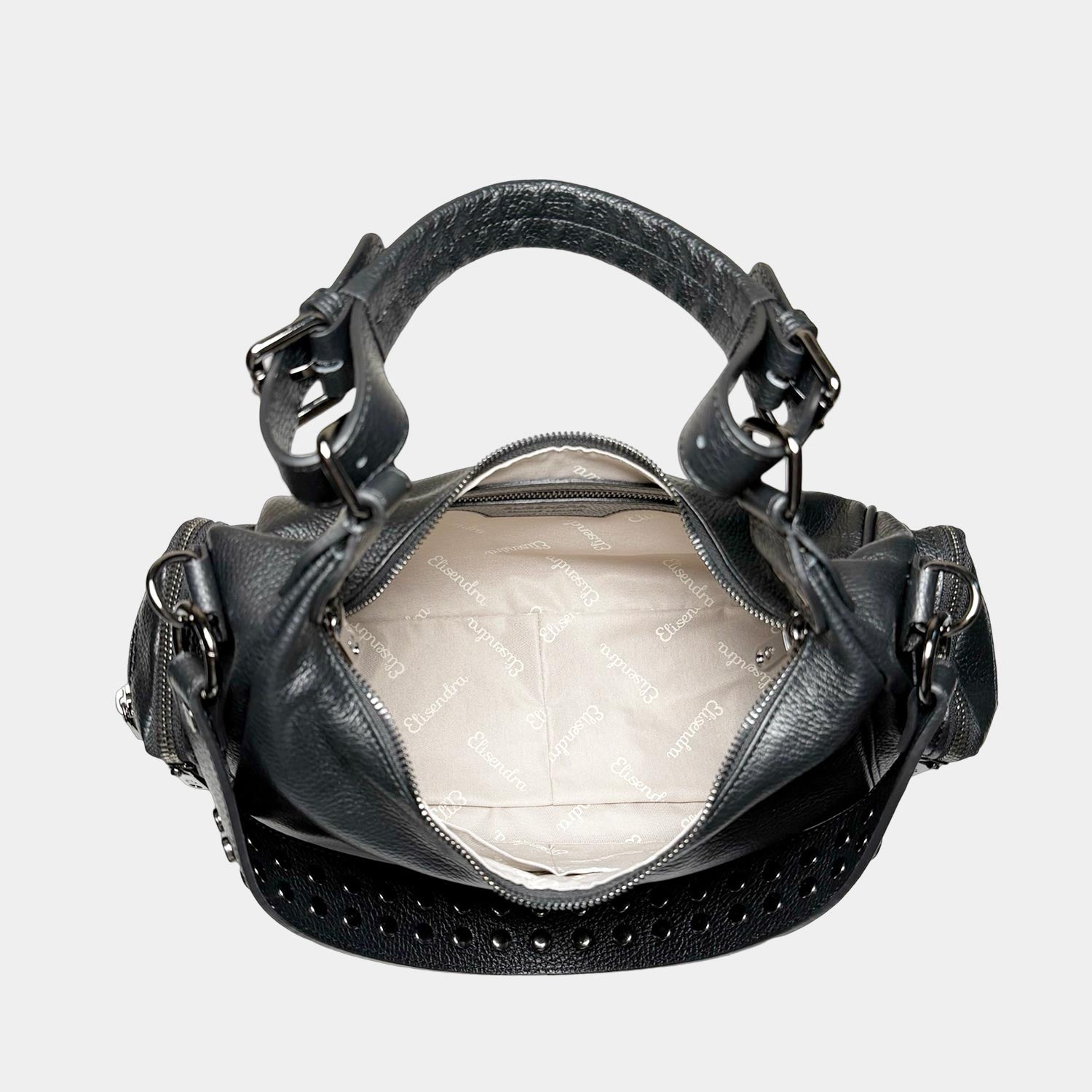 Borsa a spalla Saray Mia Nera Pelle Martellata Dark