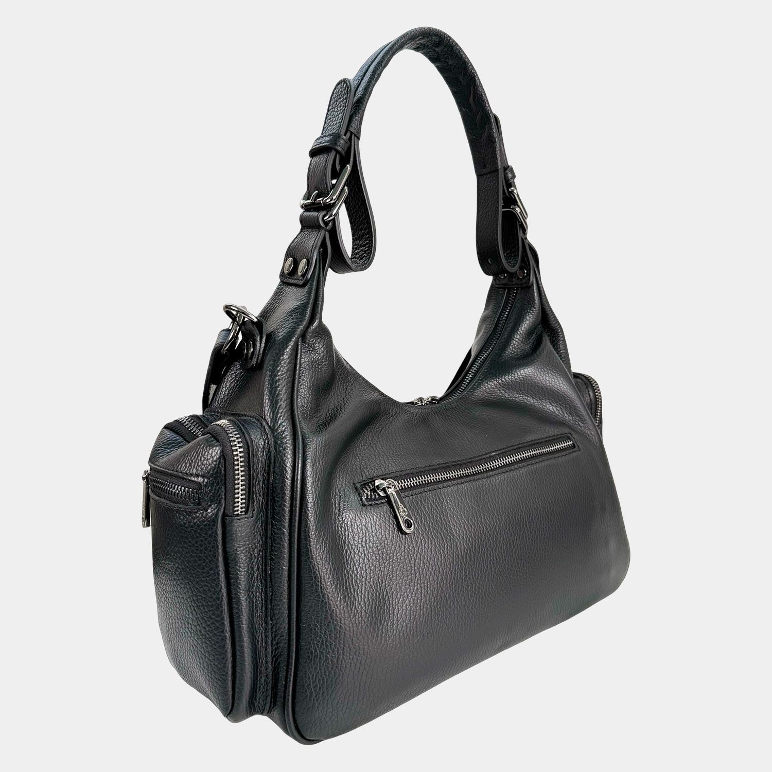 Borsa a spalla Saray Mia Nera Pelle Martellata Dark