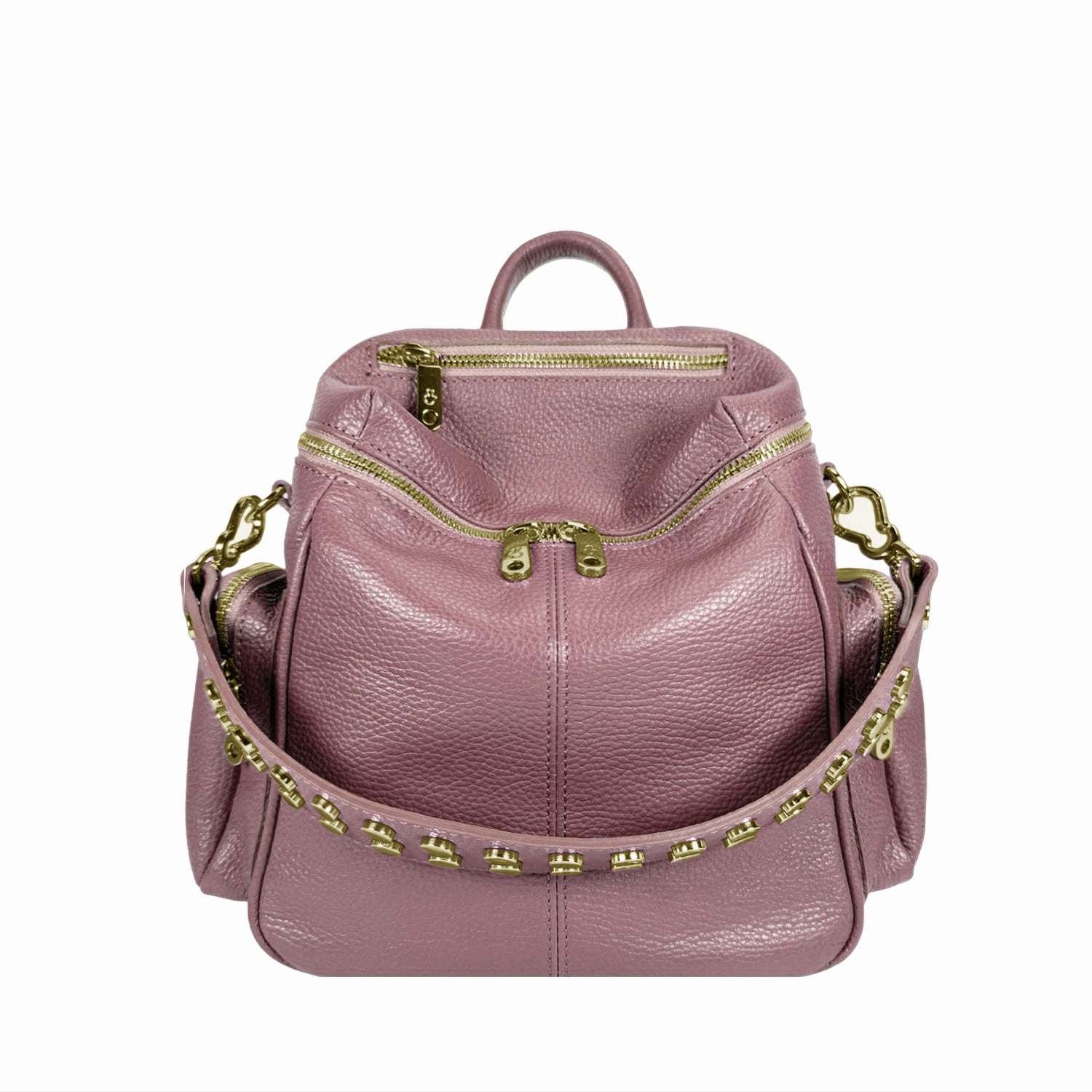 Zaino Saray Midi Malva Pelle Martellata Oro