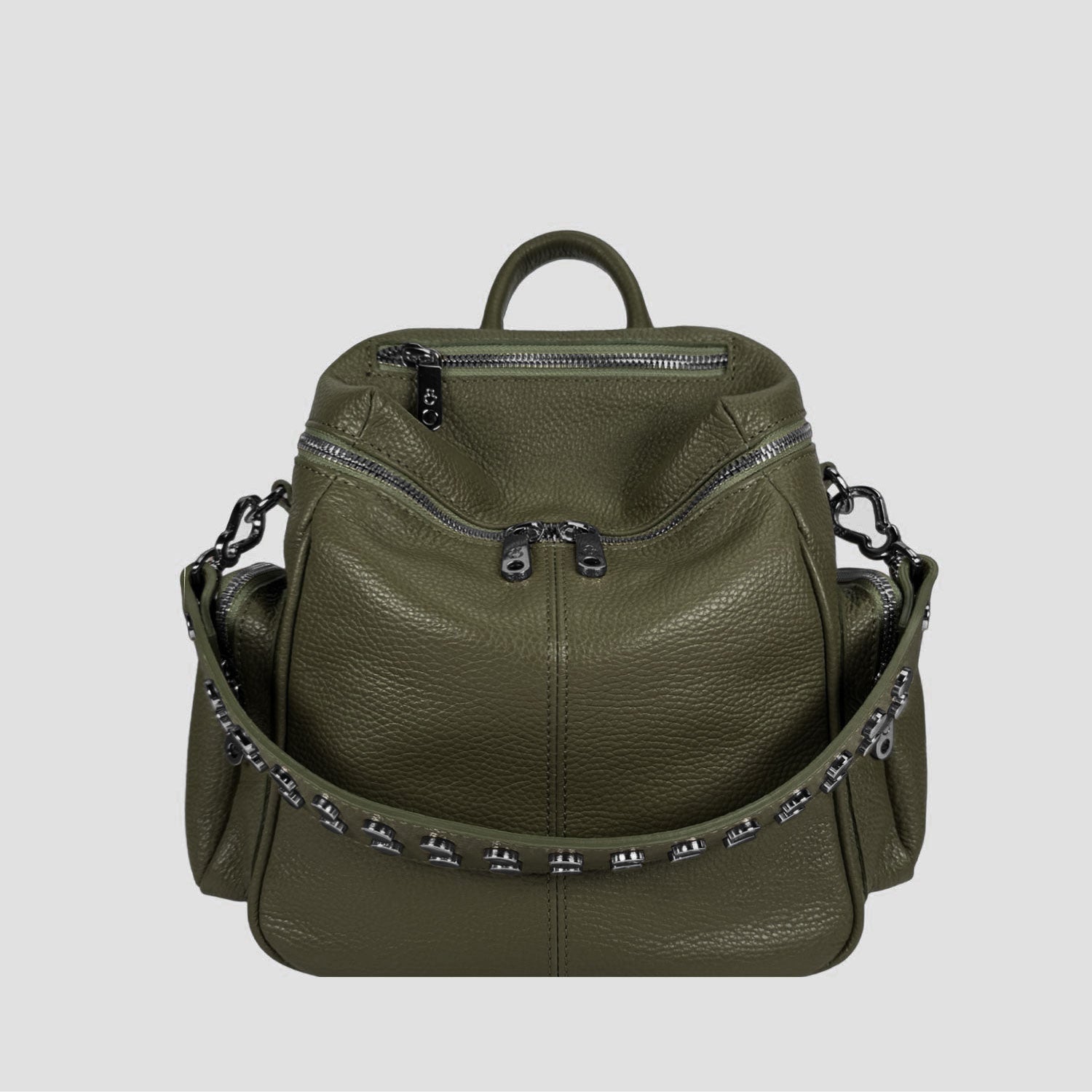 Zaino Saray Midi Bosco Pelle Martellata Dark