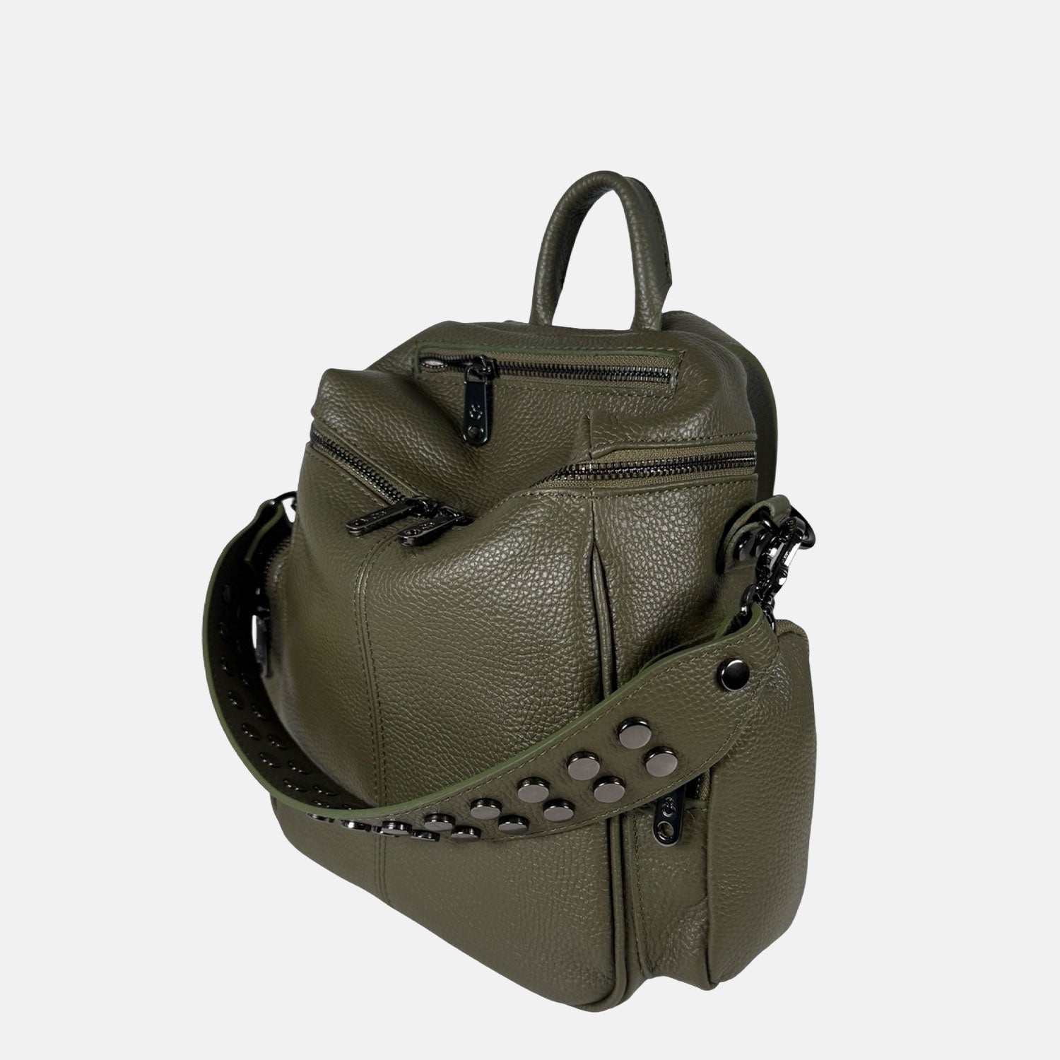 Zaino Saray Midi Bosco Pelle Martellata Dark