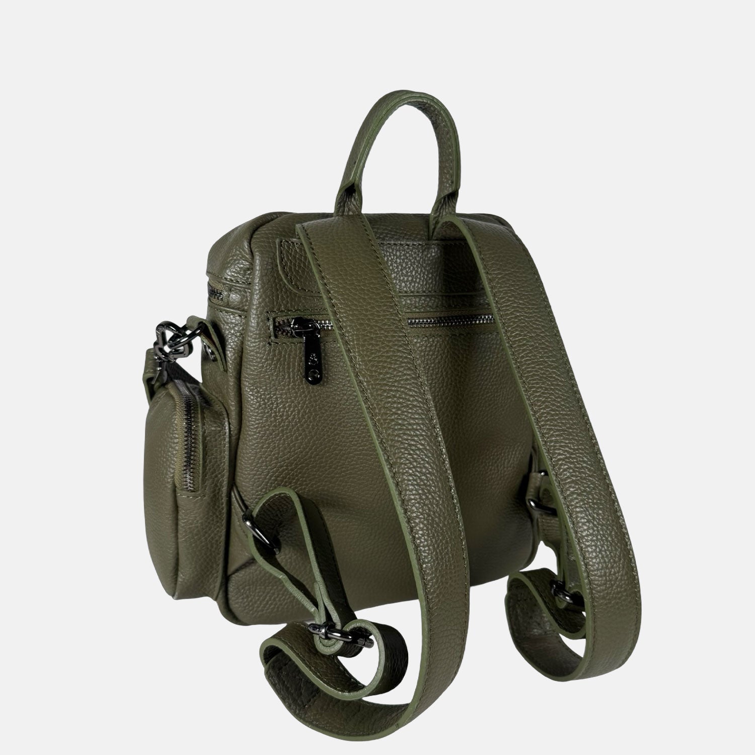 Zaino Saray Midi Bosco Pelle Martellata Dark