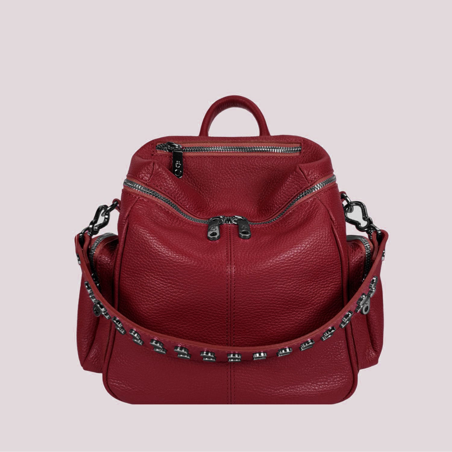 Zaino Saray Midi Ciliegia Pelle Martellata Dark