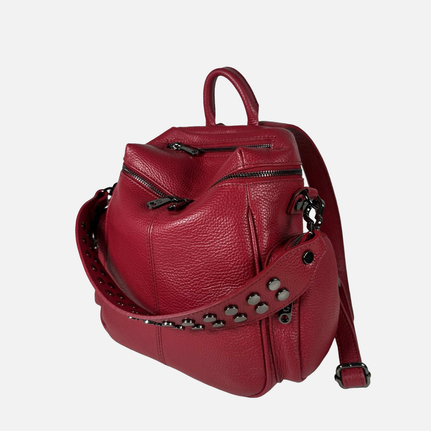 Zaino Saray Midi Ciliegia Pelle Martellata Dark