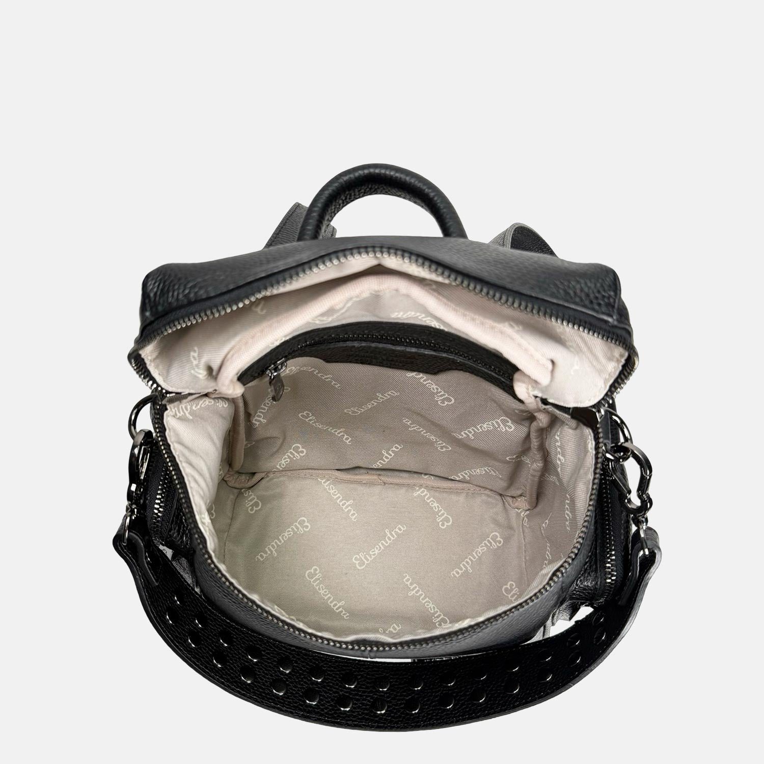 Saray Midi Nero Pelle Martellata Dark