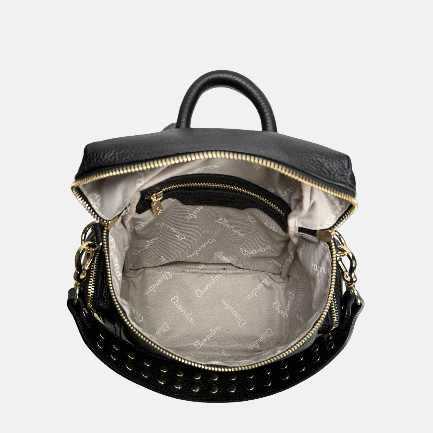 Saray Midi Nero Pelle Martellata Oro