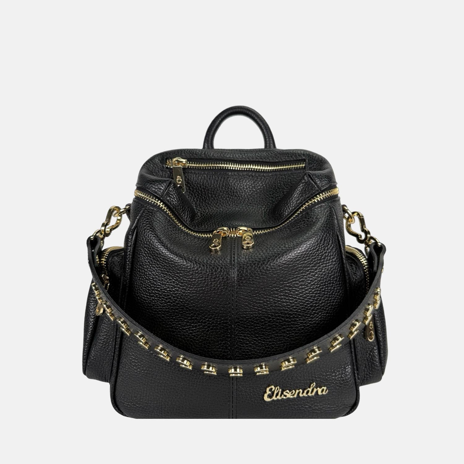 Saray Midi Nero Pelle Martellata Dark