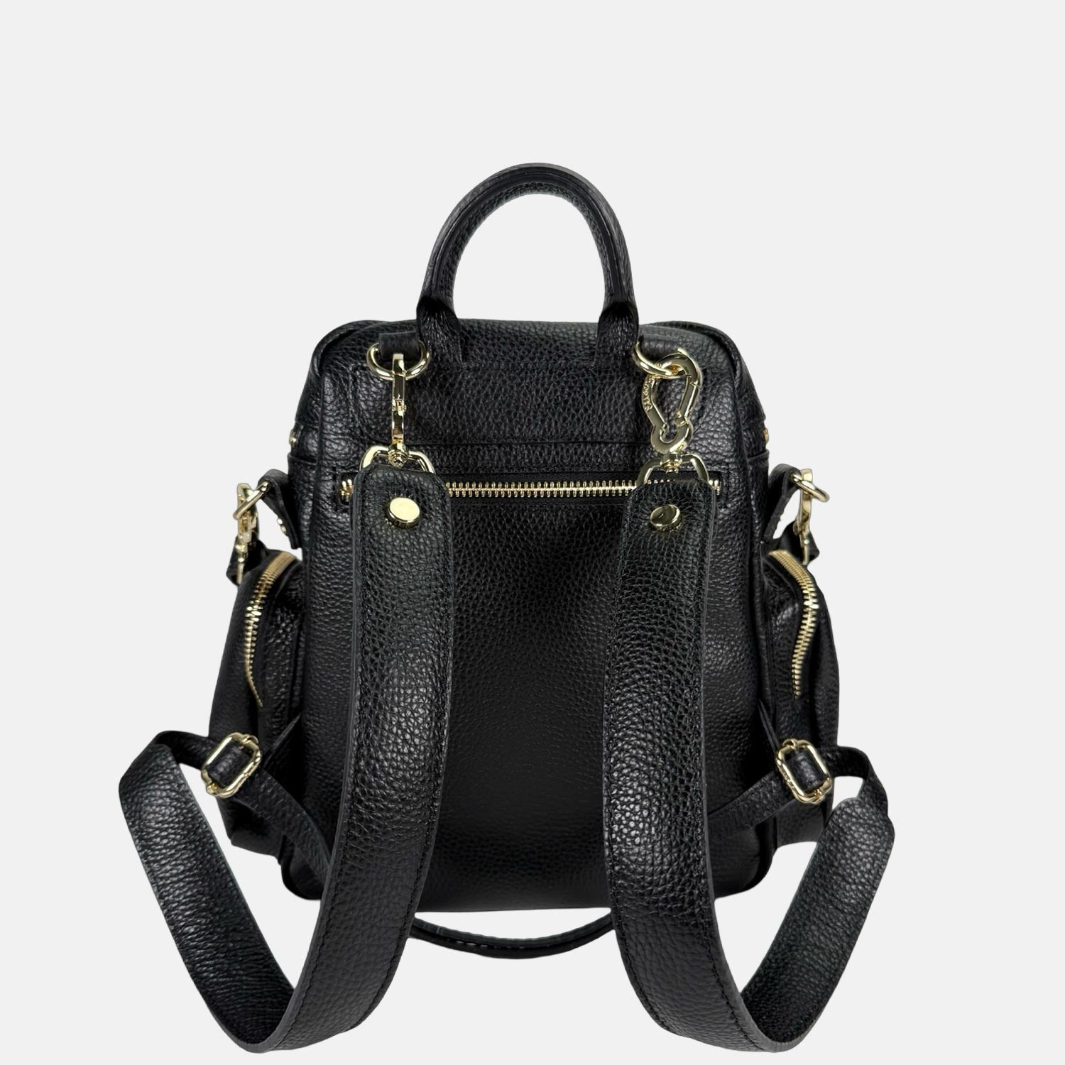 Saray Midi Nero Pelle Martellata Oro